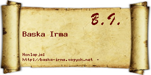 Baska Irma névjegykártya